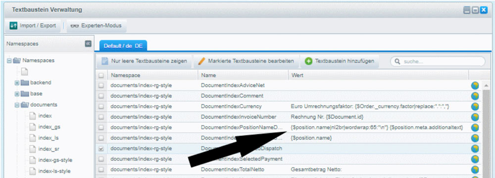 Shopware Textbaustein-Verwaltung